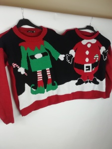 Sweter świąteczny na dwie osoby Mikołaj  & Elf uniwersalny 