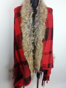 Peleryna ponczo szkocka krata Parisian rozmiar uniwersalny 