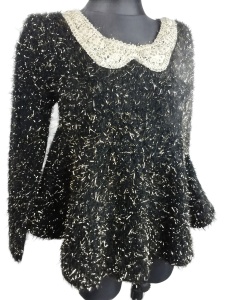 Piękny sweter moherowy damski czarno złoty Mizumi r. 38-40 