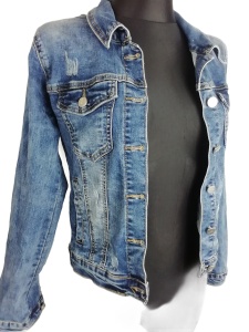 Kurtka katana jeans damska z czaszką w cekiny rozmiar 36