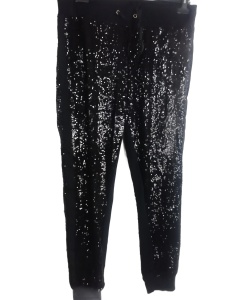 Spodnie damskie w czarne cekiny Wandy Williams rozmiar 40