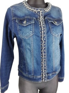 Świetna kurtka zdobiona katana jeans damska rozmiar 38