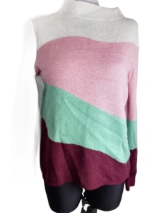 Sweter damski w paski rozmiar 36 wiskoza wełna 